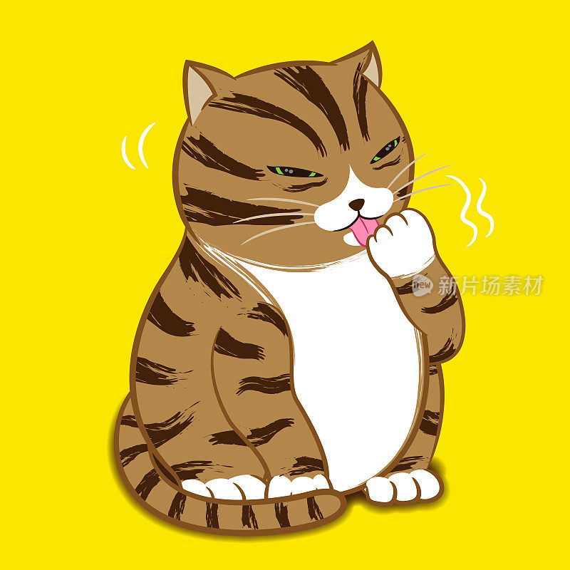 Cartoon Character - Grooming Cat